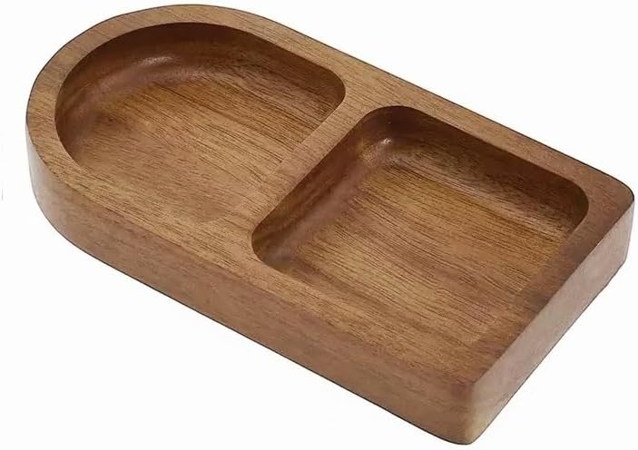 Wooden Jewelry Tray Small Trinket Dish 2-Compartment