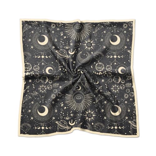 BHAHB Silk Feeling Scarf 27.5 Inches Large Square Satin Head Hair Wrap Sleeping Fashion Lightweight Cute Aesthetic Handbag Decoration for Women Girls-Moon