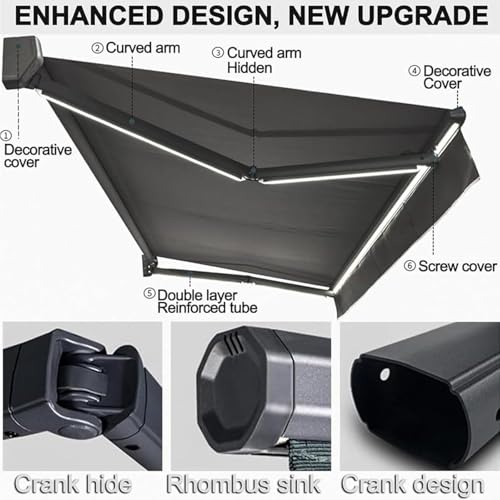 Tenda elettrica retrattile, tenda parasole motorizzata per esterni, impermeabile, con telecomando, per finestre e porte, tettoia per patio