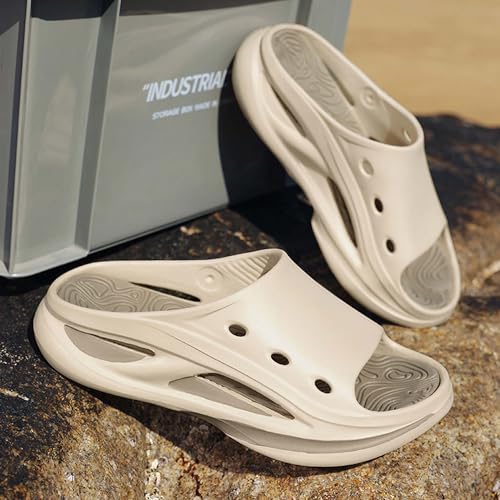 Men's and women's thick soled family shoes with a sense of poop, large size with leaking shower slippers4