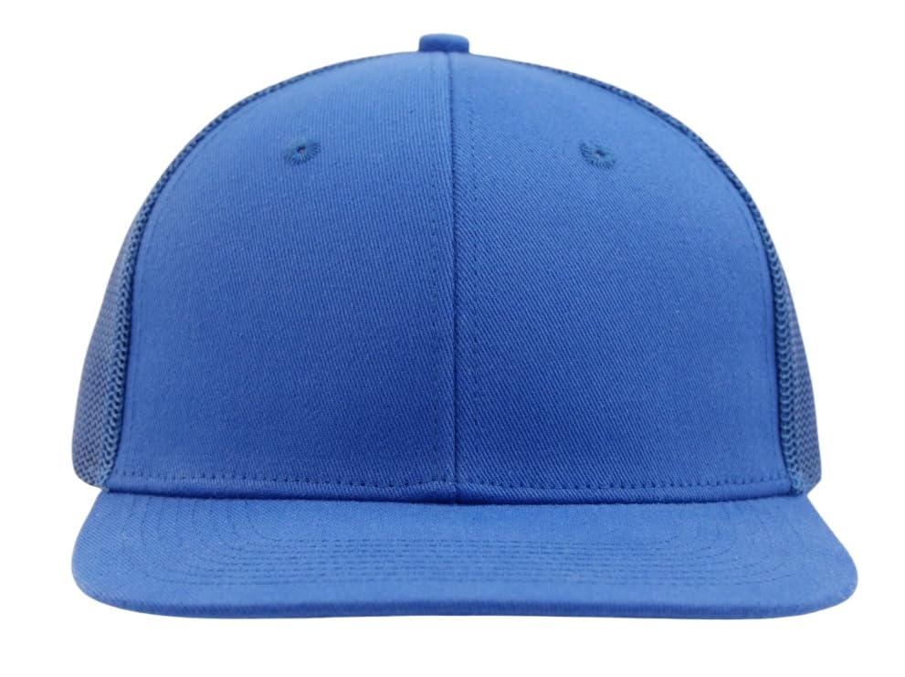 Image of Flat Bill Snapback Mesh Hats | Fits OSFM & XXL Big Head | Blank Solid Color Adjustable Trucker Hat for Men
