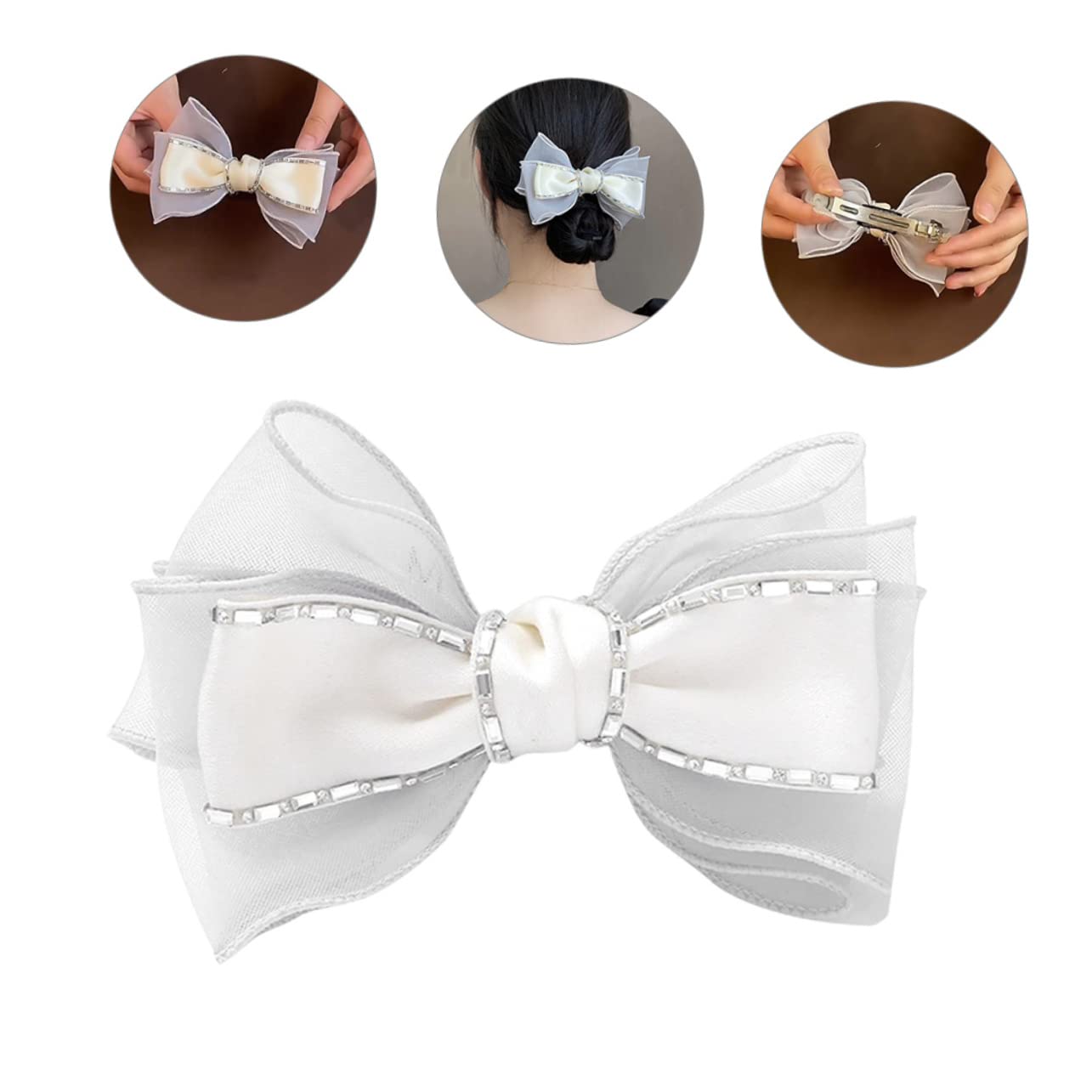 minkissy 4pezzi Fermaglio Per Forma Di Fiocco Con Strass Elegante Molletta Per Ragazze Accessorio Per Cerimonie Feste e Uso Quotidiano