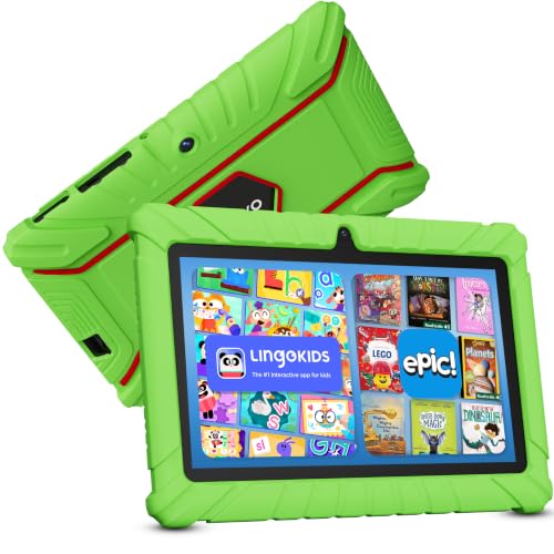 Image of Contixo 7 inch Kids Tablet Bundle, Tablet with Headphones & Sleeve Bag - Green