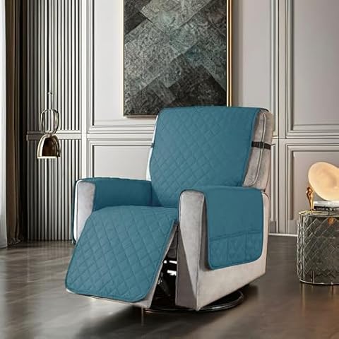 Louis Donné Recliner Sofa Covers Reversible Couch Slipcover Printed Single Seat Armchair Protector Washable for Pets Dog Owners（Lake Blue） Cover