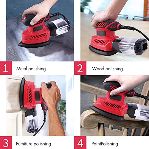 Vistreck Detail Sander 130W 14000RPM Compact Electric Sander with 16PCS Sandpaper Efficient Dust Collection System for Sanding Works in Home Decoration & DIY 3 Vistreck Detail Sander 130W 14000RPM Compact Electric Sander with 16PCS Sandpaper Efficient Dust Collection System for Sanding Works in Home Decoration & DIY - Image 3