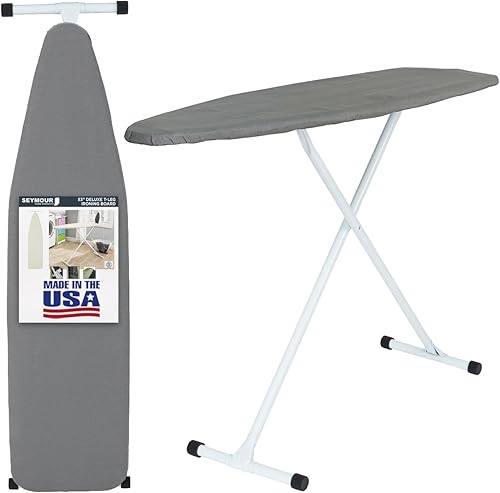Miniatura 23 de Tabla de planchar de tamaño completo fabricada en EE. UU. - Beige de Seymour Home Products 4 patas de acero resistentes Parte superior perforada