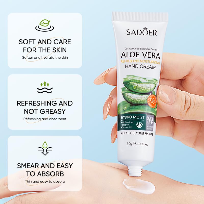Miniatura 6 de Crema de manos para manos secas y agrietadas, loción hidratante para manos, tamaño mini de viaje, paquete de 3, #aloe002