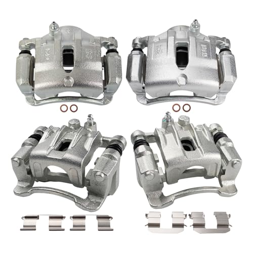 Image of TRQ Front and Rear Brake Caliper Set Zinc Coated Brackets Compatible with 2012-2015 Hyundai Tucson 2012-2016 Kia Sportage