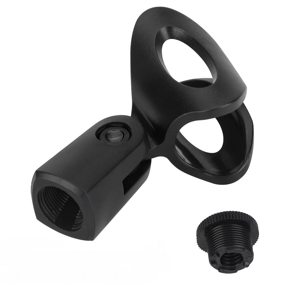 SHOPEE 1-Pack Black Universal Microphone Clip Holders with 5/8-Inch Male to 3/8-Inch Female Nut Adapters for Handheld Microphones-image-24