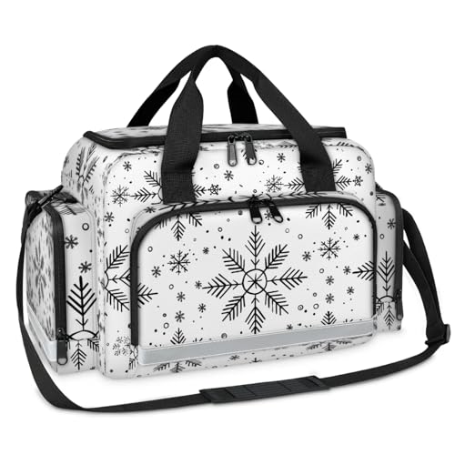 GzLeyigou First Aid Bags Empty, Snowflake Emergency Bag Black And White Snow First Aid Kit Multiple Compartment Kit Carrier On Call Trauma Bag For Paramedics Emergency Medical Supplies Kit