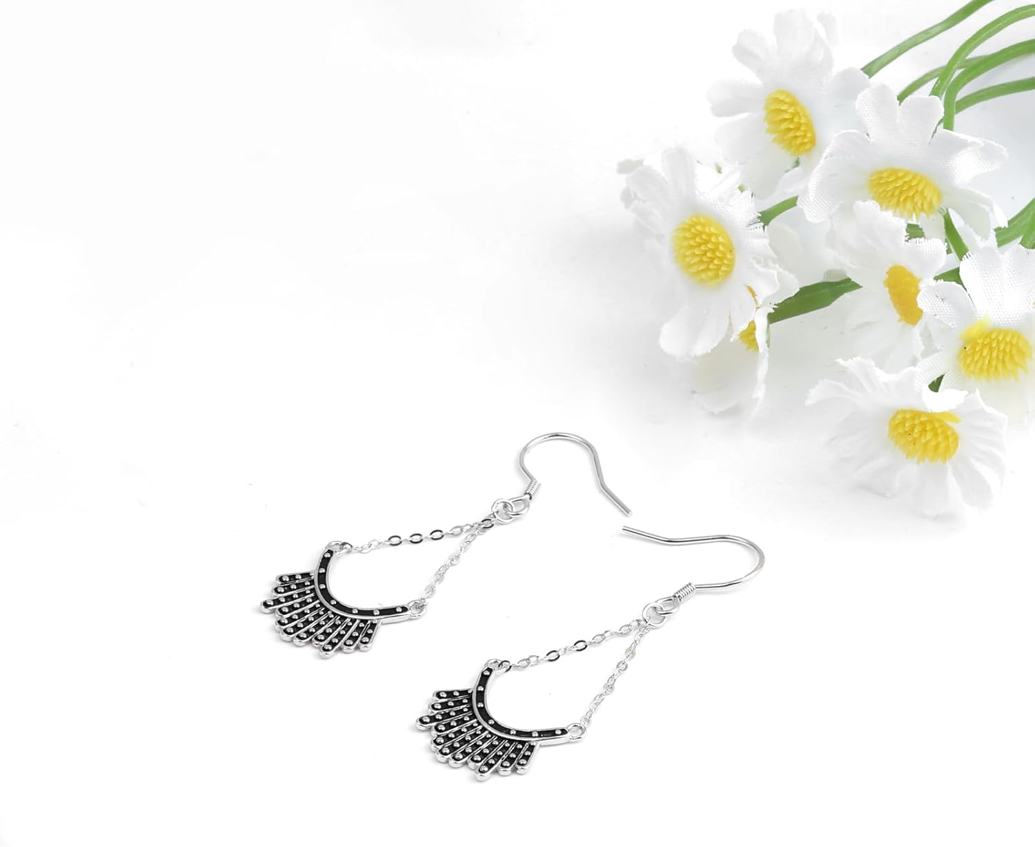 Dissent Collar Earrings for Women - 925 Sterling Silver Feminist Judge Dangle Earrings Jewelry Gifts for Women Fans