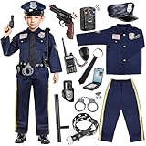 Joycover Police Officer Costume for Kids - Deluxe Police Costume for Kids with Accessories, Kids Halloween Costumes for Boys Girls, Cop Costume Role Play Kit for Halloween Career Day-S…