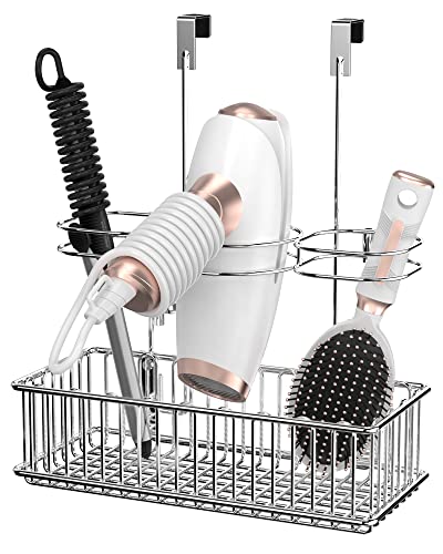 ULG Hair Tools Organizer, Hair Dryer Holder, 3 Adjustable Height, Hair Care & Styling Tool Holder for Bathroom , Over Cabinet, Wall-Mounted, for Hair Dryer, Curling Wand, Hair Straightener, Chrome