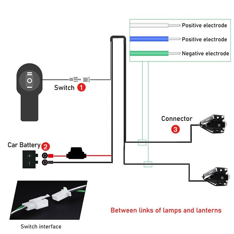 Interruptor para luces antiniebla de motocicleta con cable de 3 vías y selector encendido apagado 6
