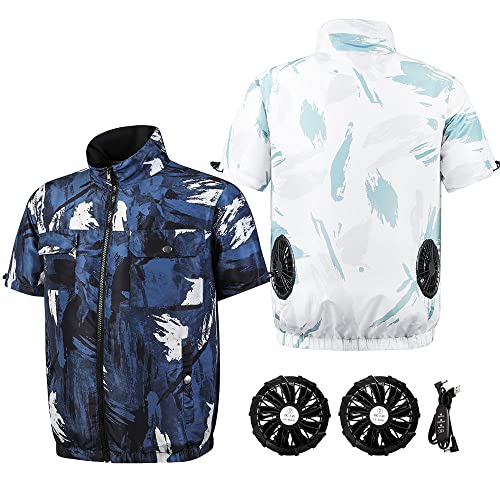 Summer Cycling Cooling Vest For Men Motorcycle Cooling Jacket Women Air Conditioned Clothes Shirts With Fans Outdoor Fishing (White, 2XL)