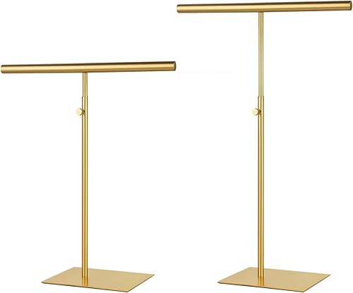 Miniatura 6 de Varku Soporte de exhibición de bolso, paquete de 2 soportes de mesa dorados pulidos para exhibir, soporte de exhibición de monedero de altura