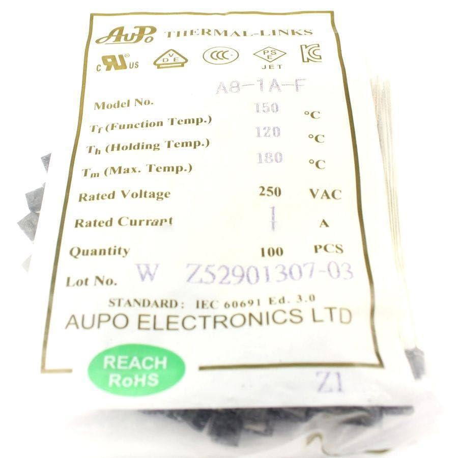 100 Pcs Thermal Fuse Cutoff TF 150 Degree 250V 1A A8-1A-F