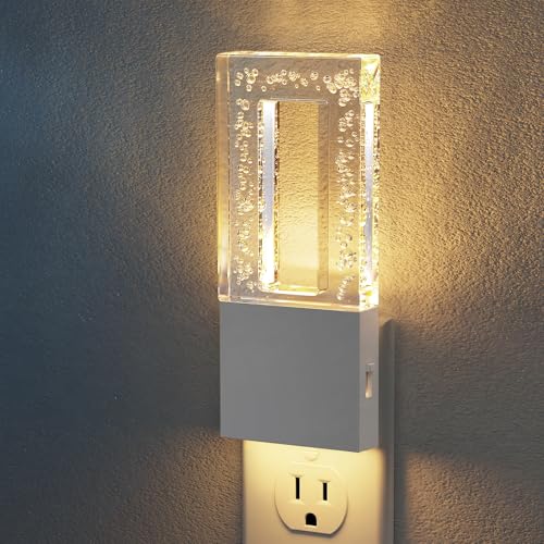 Image of JandCase Night Lights Plug into Wall, Dusk to Dawn Sensor, 3000K Soft White LED, Acrylic Bubble Design, 0-100lm Adjustable Brightness, Foldable Nightlight for Bedroom, Bathroom, Living Room, Hallway