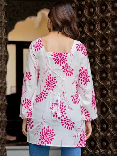 Image of Women's Cotton Printed A-line Straight Short Kurti