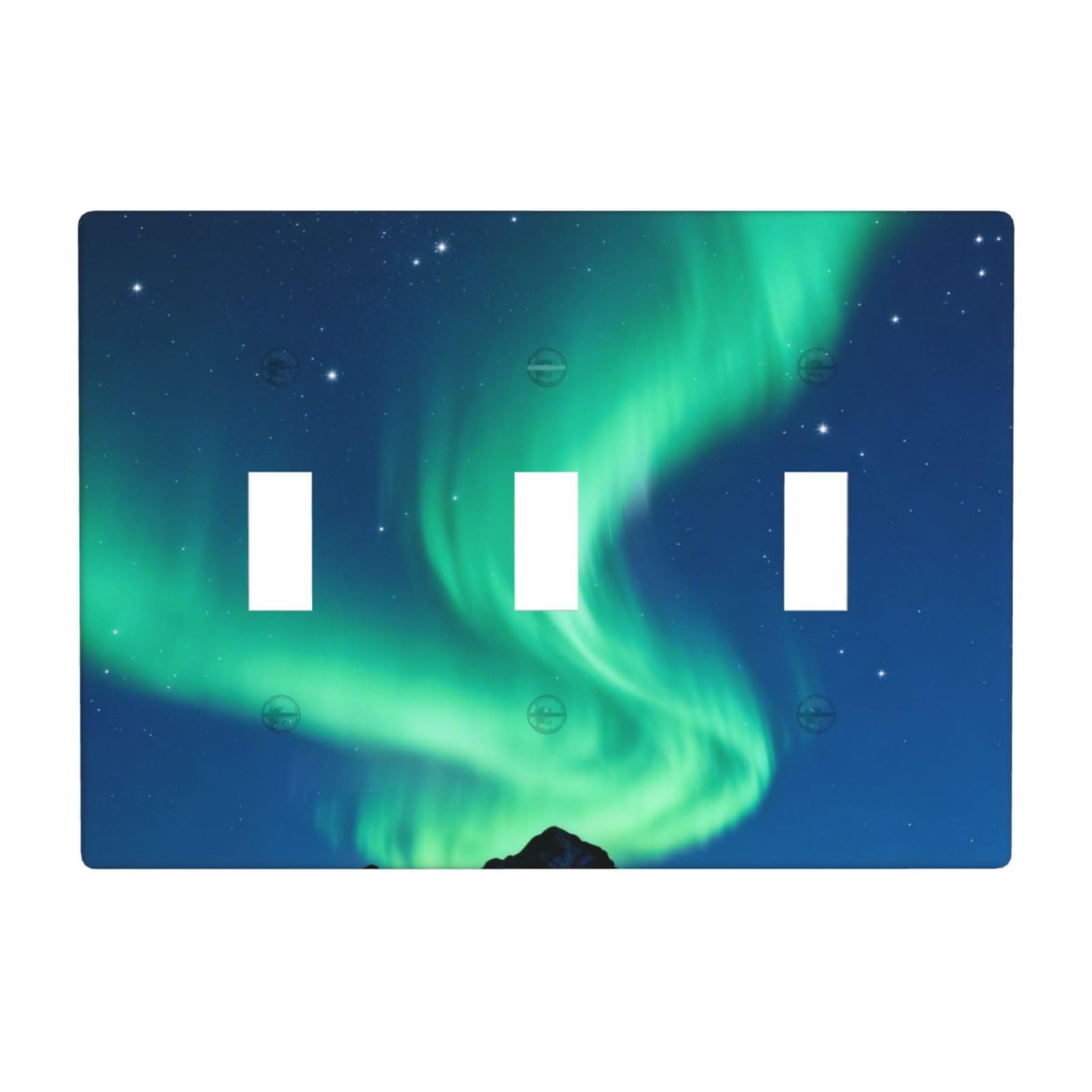 Aurora Night Sky 3 Gang Switch Plate Cover-Unbreakable Polycarbonate Wall Plate, Heat Resistant Toggle Switch Decor for Home