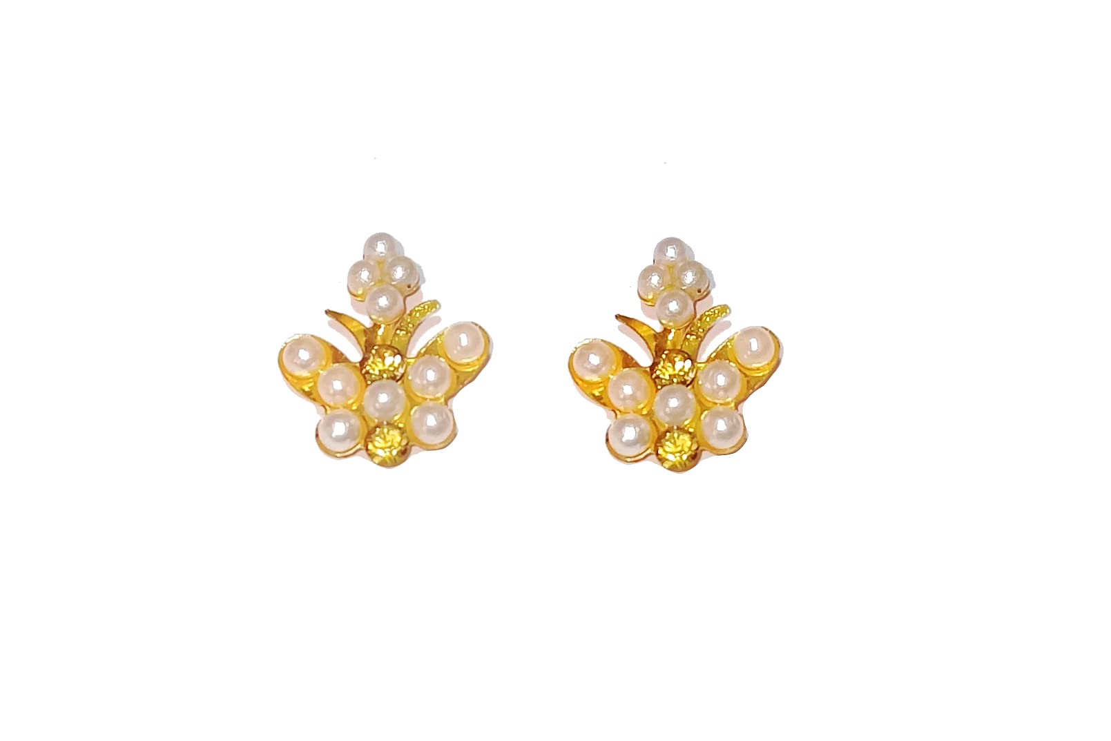 Adhira's Traditional butterflyshape Golden Maharashtrian Press clip on Bugdi Earrings(1064)-image-40