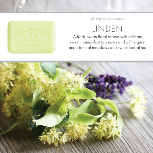 Image of Pre de Provence Artisanal Soap Bar, Natural French Skincare, Enriched with Organic Shea Butter, Quad Milled for Rich, Smooth & Moisturizing Lather, Linden, 5.3 Ounce