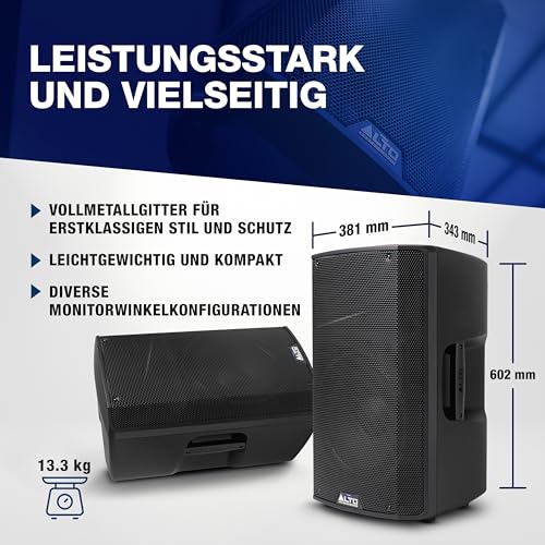 Alto TX412B 600 Watt 12-Zoll Akkubetriebener PA Anlage mit Bluetooth, 2-Kanal Mixer, für True Wireless Auftritte im Freien für Mobile DJs und Musiker