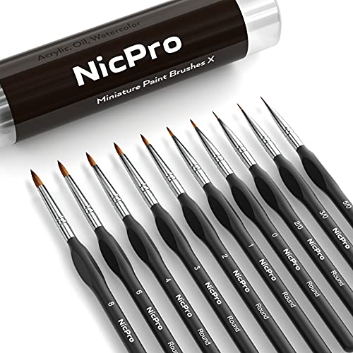 Buy Nicpro Miniature Detail Paint Brush Set, 10 Micro Professional