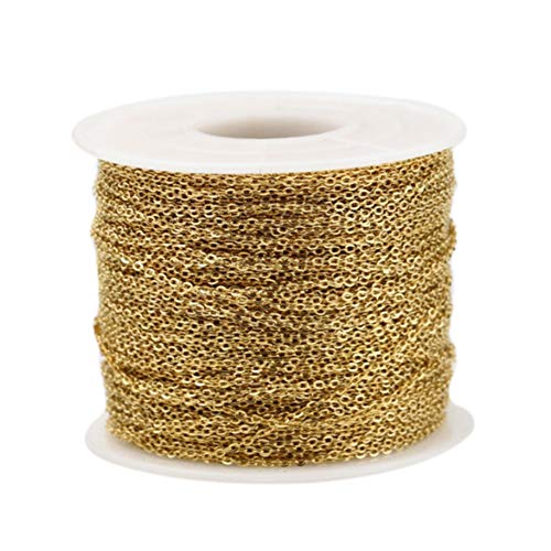 Asudaro Chaîne à maillons en acier inoxydable - 10 m - Pour fabrication de bijoux., or, 2mm