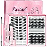 Qiveaory DIY Lash Extension Kit 662 Pcs Individual Lashes Clusters with Bottom Lashes Lash Bond and Seal,Eyelash Remover Tweezers Brush Eyelash Extension Set Lash Books DIY at Home