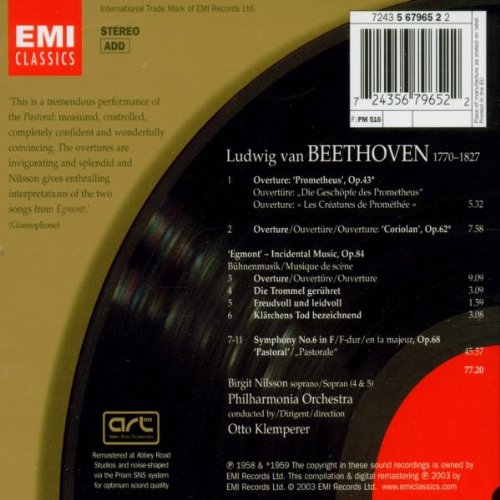 Beethoven : Symphonie n° 6 / Ouvertures de Coriolan, Prometheus, Egmont (Coll. Great Recordings Of The Century)