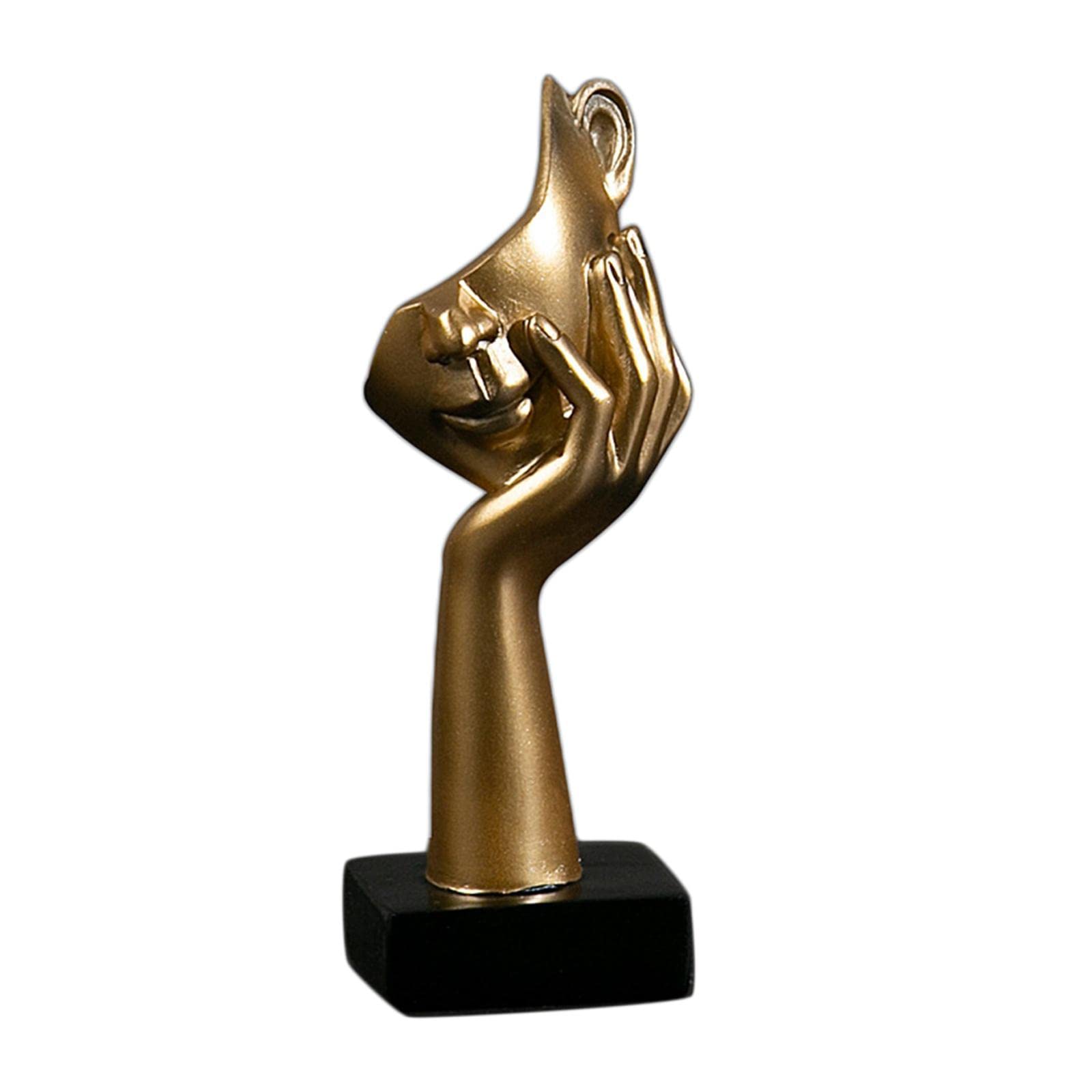 LZVMLNQI Nordic Thinker Statue Half Face Sculpture Abstract Art Figurine for Golden, 6 x 5 x 16.5cm