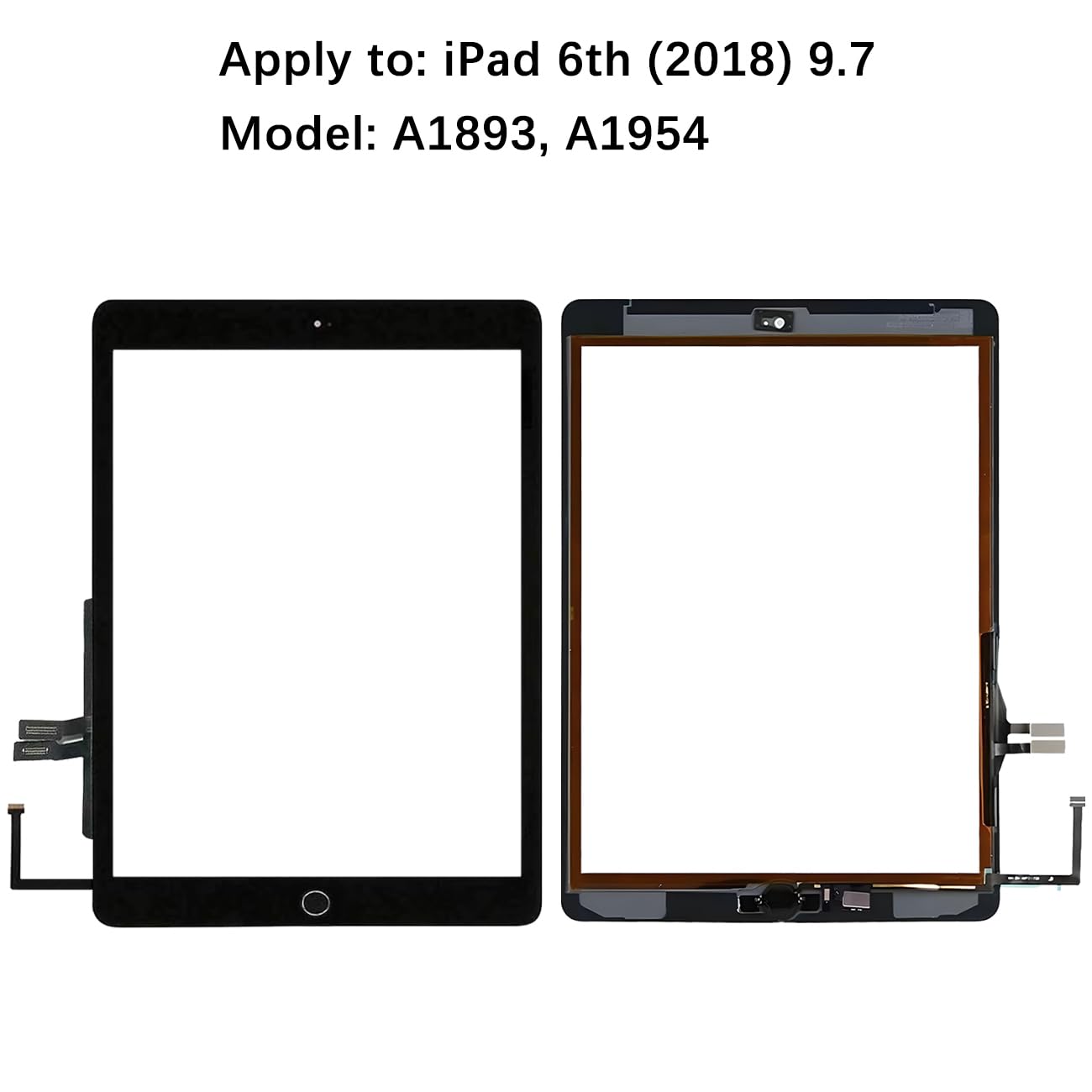 H&LYCYJ Touch Screen per iPad 6th (2018) 9.7 pollici A1893 A1954 Touch Screen Digitalizzatore Vetro Schermo di Ricambio Assembly with Kit (Nero con Pulsante Home, No LCD)