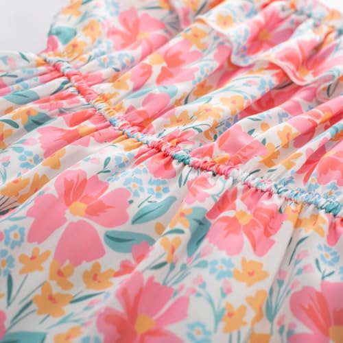 GRACE KARIN Girls Summer Dress Off Shoulder Ruffle Floral Spaghetti Strap Casual Sundress Tiered Midi Dress4