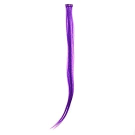 SWACC 12 Pcs Straight One Color Party Highlights Clip on in Hair Extensions Colored Hair Streak Synthetic Hairpieces (Purple)
