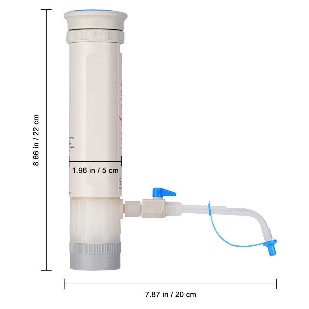 stonylab Flaschenaufsatzdispenser, Autoklavierbarer Verstellbarer Flaschenaufsatzdispenser mit 500ml Borosilikat-Reagenzflasche und Adaptern, Bottle Top Dispenser für die Laborforschung, 5-30ml