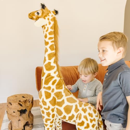 Melissa & Doug Giraffe géante en peluche, Animaux de peluche grands, Cadeau pour garçons et filles de tous les âges, Décor de chambre d'enfant, Jouet de qualité supérieure, 1.2m de haut – Image 4