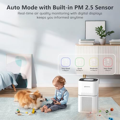 Image of DAYETTE Air Purifiers for Home Large Room Up to 2200ft, H14 Ture Hepa Air Purifiers for Bedroom with Air Quality Sensor, Remove 99.997% of Dust, Odor, Pets Dander, Smoke, White