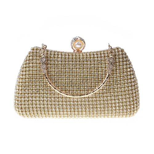 Image of Women's Sparkly Rhinestone Clutch Purse Evening Shoulder Bag | Crystal Glitter Sequin Handbag With Handle & Chain, Convertible Crossbody Bag For Bridal Wedding Party Prom or Formal Events