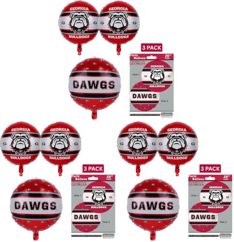 Image of Georgia Bulldogs Party Balloons (9 Pack)! 3 (18 inch) Round Bulldog Foil Balloons. University of Georgia decorations for football tailgates, Birthdays & all School Fan Parties. by Havercamp