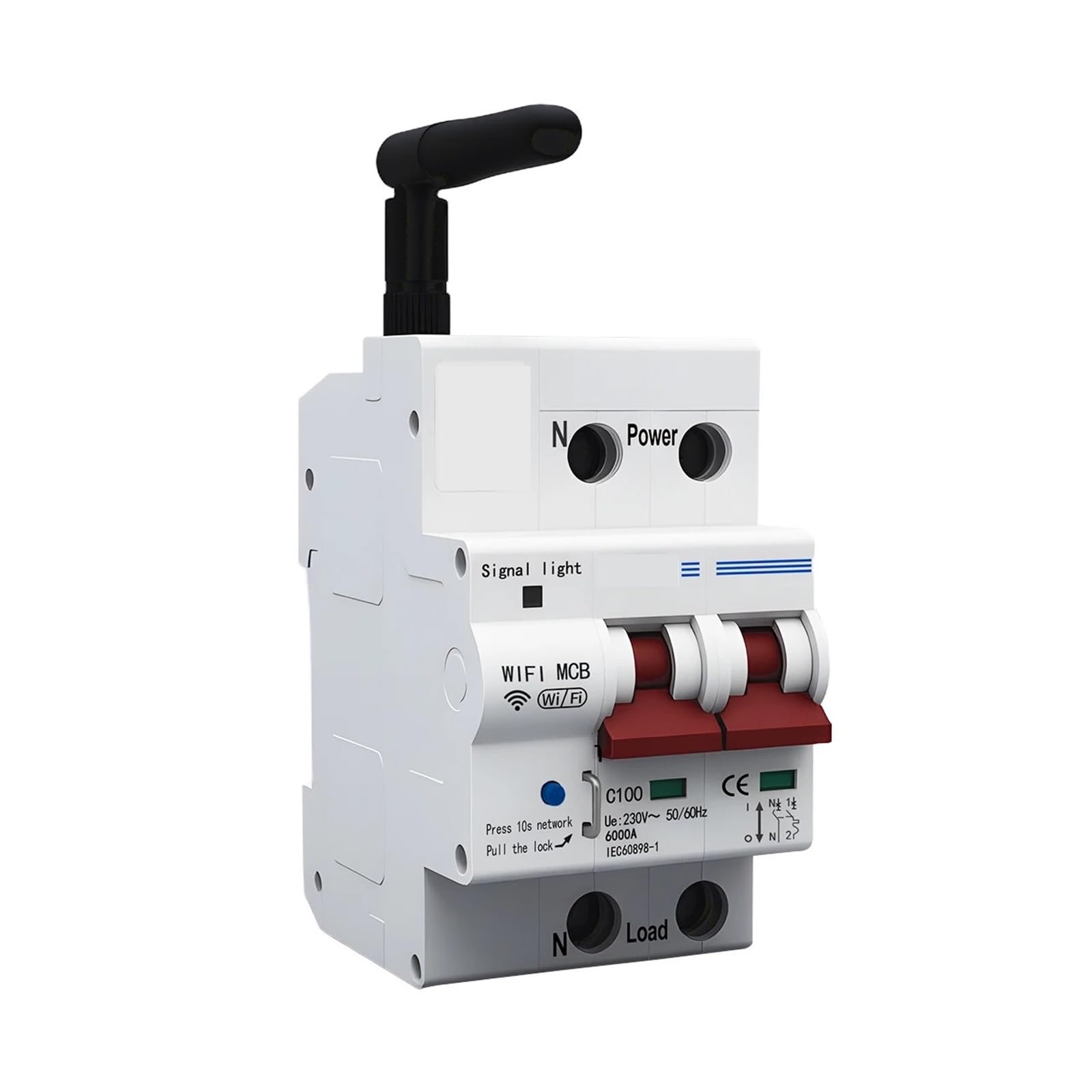 Interruttore automatico WIFI intelligente, compatibile con TOMZN, | Interruttore temporizzato con interruttore di protezione da sovraccarico 2P 230 V CA 1-100 A(20A)