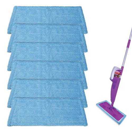 6 Pack Reusable Microfiber Pads for Rejuvenate Microfiber Mop Compatible with Rejuvenate Click N Clean Multi-Surface Spray Mop Machine Washable Microfiber Pad Refill for All Floors Without Handle