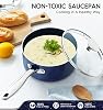 MICHELANGELO Sauce Pan Sets, Ceramic Saucepans with Lids, 1Qt & 2Qt & 3Qt Sauce Pans with Lid, Nonstick Saucepan Set, Small Pot with Stainless Steel Handle, Oven Safe, Blue #3
