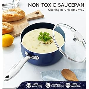 MICHELANGELO Sauce Pan with Lid, Ceramic Saucepan Set, 1.5Qt & 2Qt & 3Qt Sauce Pan Sets, Nonstick Saucepans with Lids, Small Pots with Stainless Steel Handle, Oven Safe, Blue MICHELANGELO Sauce Pan with Lid Ceramic Saucepan Set 15Qt 2Qt 3Qt Sauce Pan Sets Nonstick Saucepans with Lids Small Pots with Stainless Steel Handle Oven Safe Blue