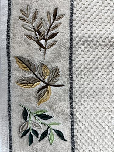 Image of SENSES By Riba Cotton Embroidered Towel Set, 550 GSM Soft & Absorbent, Antimicrobial, Oeko-Tex Certified | Ideal for Home & Gifting, Pack of 4 (2 Bath 27 inchX50 inch + 2 Hand Towels 16 inchX26 inch) - Style 2