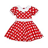 Baby Girl Princess Dresses Kids Polka Dotted Bow Short Sleeves Birthday Valentine's Day Party Dress (Red, 18-24 Months)