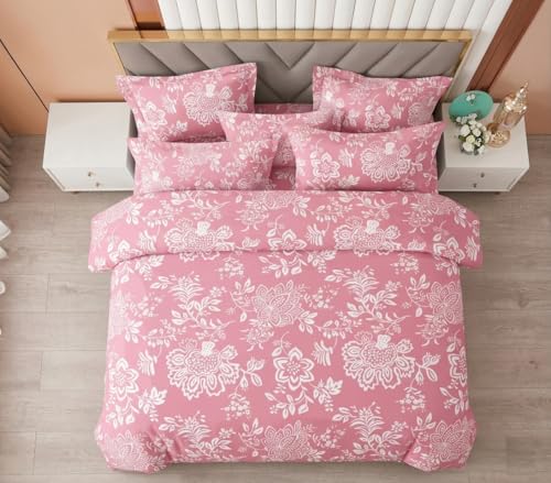 Image of 220 GSM Ultra-Soft Luxury AC Comforter Set Double Bed | 90x100 Inch | Includes 1 Comforter, 1 Bedsheet & 2 Pillow Covers | All-Season Premium Bedding Set (Aarchid Pink)