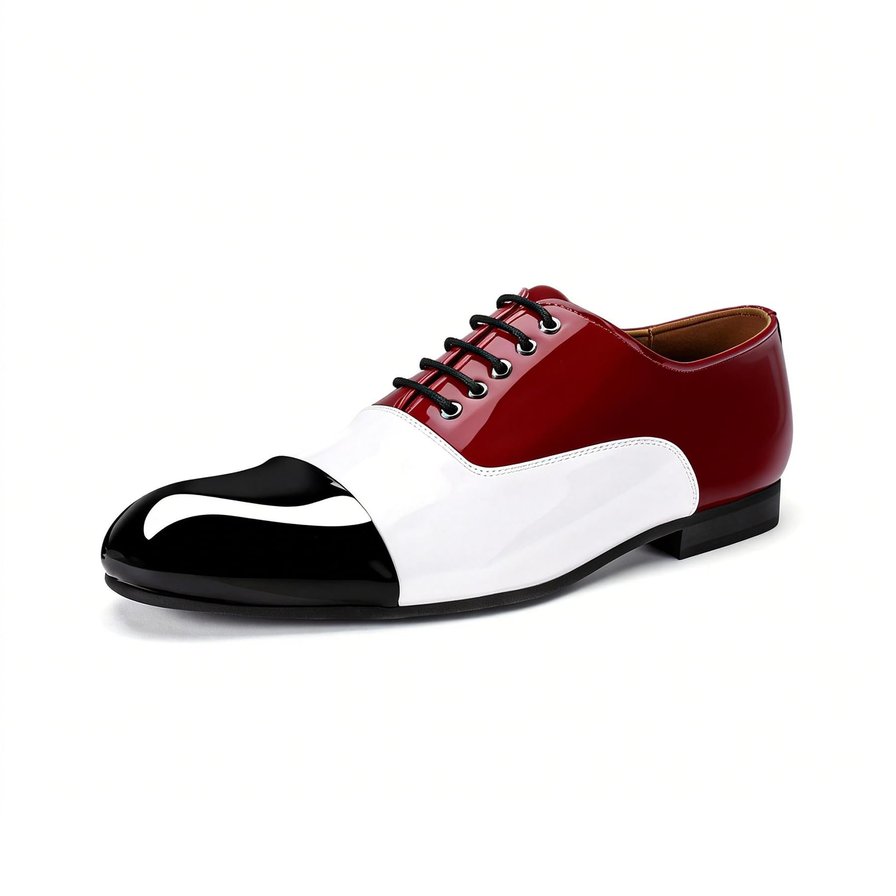 YFFUSHI Zapatos Oxford de Hombre en Charol Zapatos Elegantes con Contraste de Color para Traje de Boda Negocios