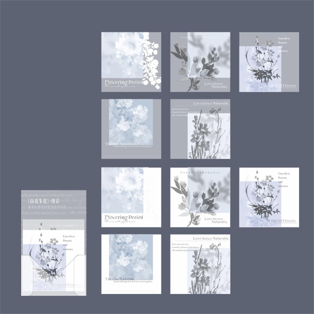 ZXMNBH Kit de papel para álbumes de recortes, flores azules, collage, agenda, materiales para adultos, suministros de decoración, 20 unidades/paquete