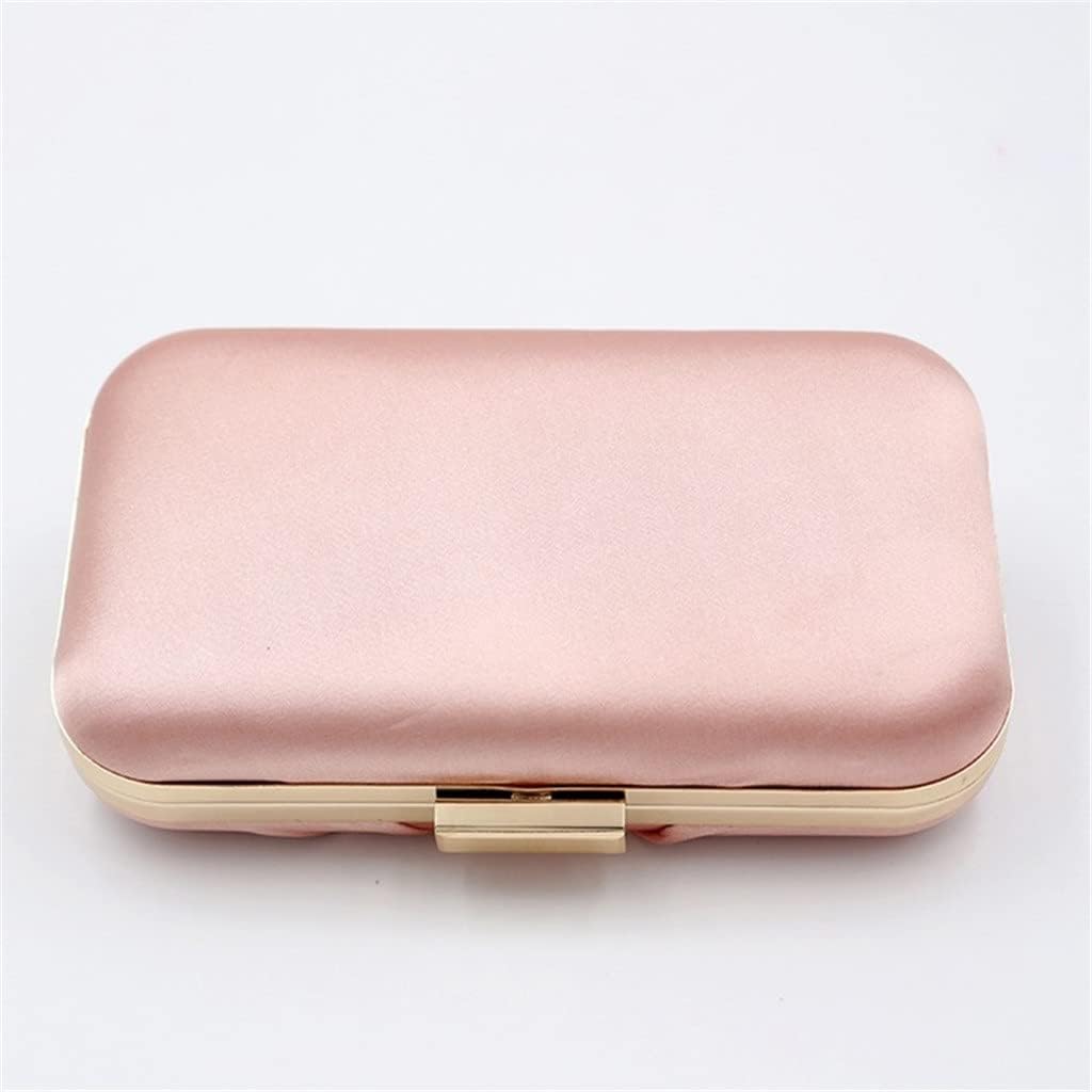 シャーリングボウ レディース イブニングバッグ zwart ホワイトカラー サテン ミニデイクラッチ チェーンメッセンジャーハンドバ